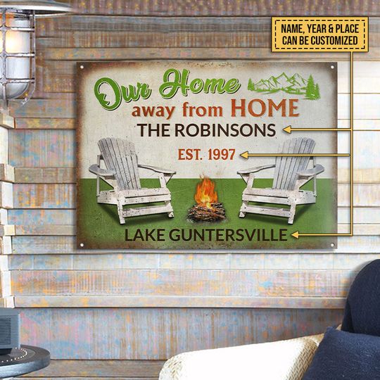 Discover Camping Our Home Away Custom Personalized Classic Metal Signs