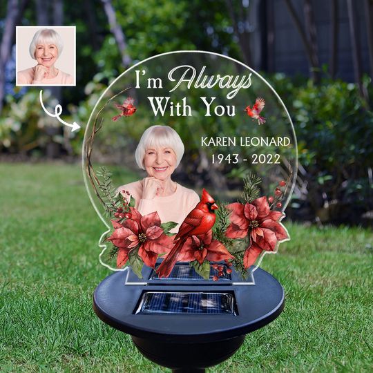 Discover Custom Photo I'm Always With You Memorial Gift For Family Personalized Garden Solar Light