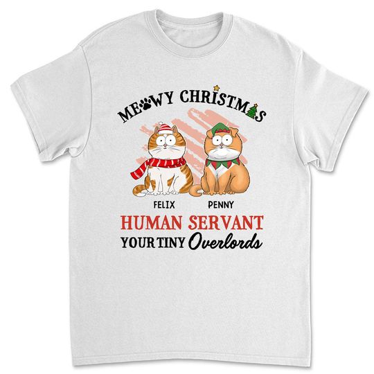 Discover Meowy Christmas Human - Personalized Custom Unisex T-shirt 