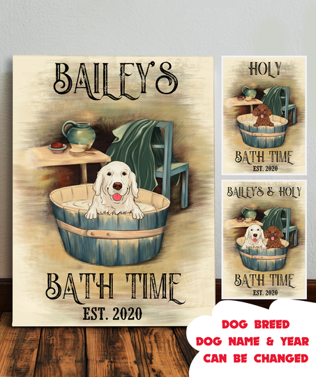 Discover Dog's Bath Time - Personalized Custom Canvas