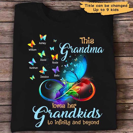 Discover Grandma Loves Grandkids To Infinity And Beyond Custom Mother's Day Personalized T-Shirt