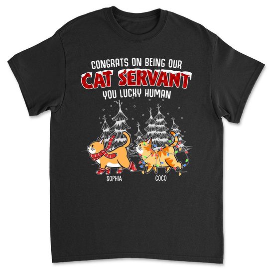 Discover Lucky To Be Cat Servant - Personalized Custom Unisex T-shirt