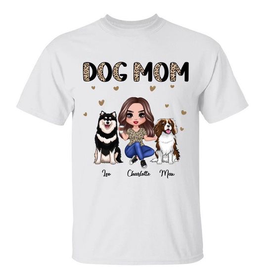 Discover Half Leopard Doll Dog Mom Sitting Custom Mother's Day Personalized T-Shirt