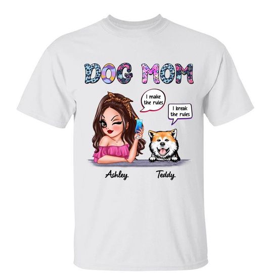 Discover Dog Mom Pattern Make The Rules Custom Mother's Day Gift Personalized T-Shirt