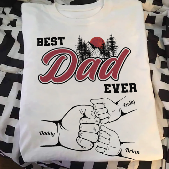 Discover Best Dad Ever Fist Bump Custom Kids' Names - Personalized Shirt