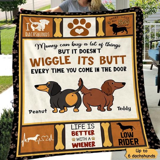 Discover Dachshunds Wiggle Butt Custom Dogs Lover Personalized Fleece Blanket