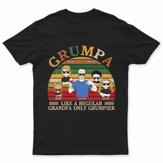 Discover Grumpa Like A Regular Custom Gift For Grandfather Personalized T-Shirt