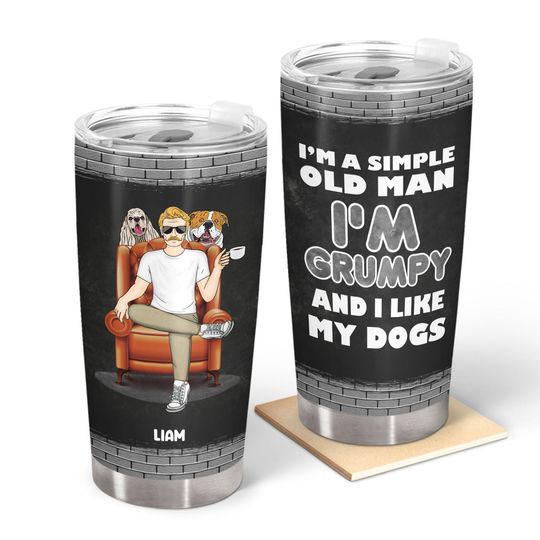 Discover Pet Lovers Simple Old Man Grumpy Custom Gift For Father Pet Lovers Personalized Tumbler