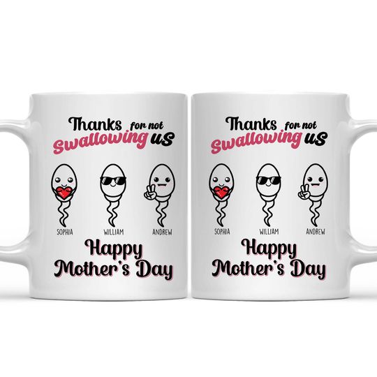 Discover Thanks For Not Swallowing Us Custom Funny Gift For Mom Grandma Personalized Mug