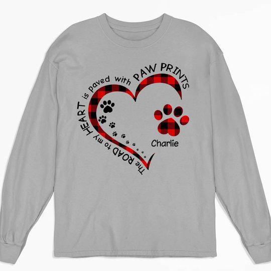 Discover My Heart With Paw Prints - Personalized Custom Long Sleeve T-shirt