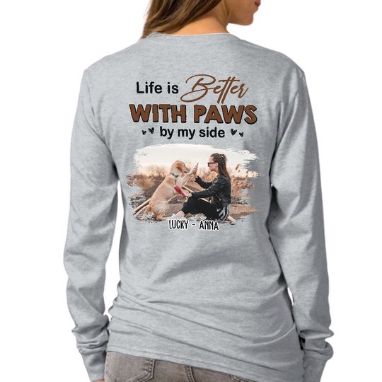 Discover Paws By My Side Photo - Personalized Custom Long Sleeve T-shirt 
