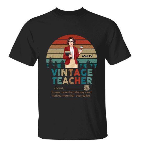 Discover Vintage Teacher Personalized Custom Unisex T-Shirt