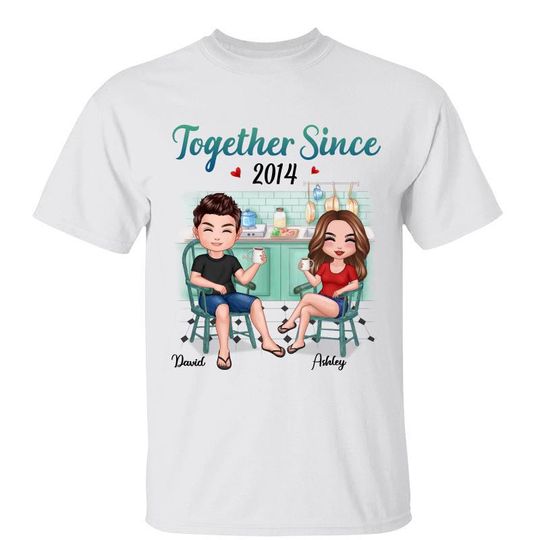 Discover Couple Together Since Kitchen Anniversary Gift Personalized Unisex T-Shirt