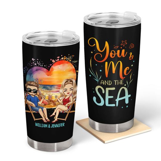 Discover Beach Couple You And Me And The Sea Custom Gift For Couples Personalized Tumbler