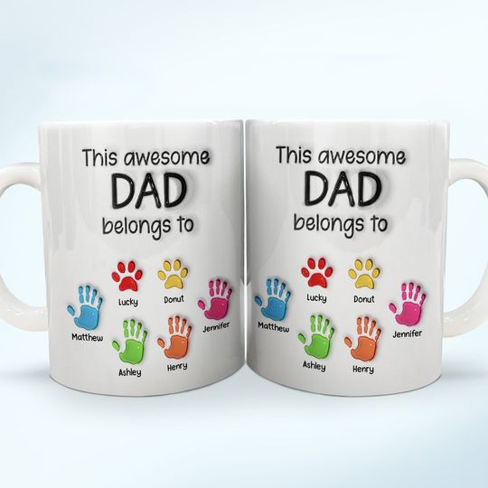 Discover This Awesome Dad Grandpa Belongs To Personalized Family Custom Printed Mug