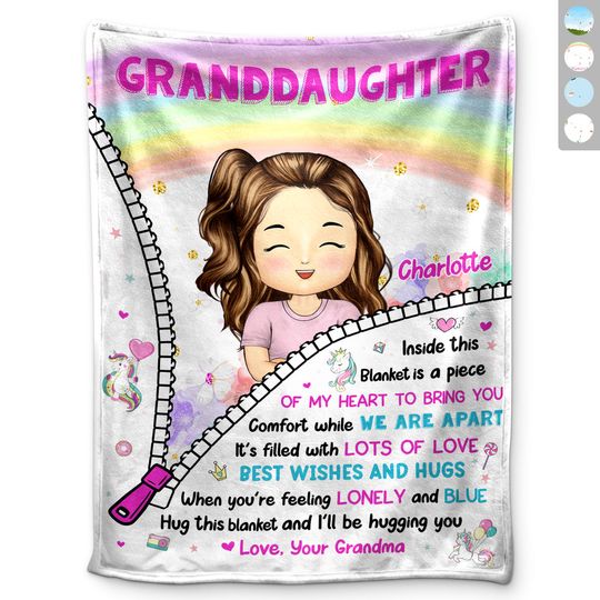 Discover Hug This Blanket And I'll Be Hugging You Custom Gift For Granddaughter Grandson Blanket