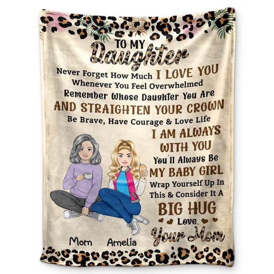 Discover Never Forget How Much I Love You Leopard Pattern Mom Custom Daughters Personalized Blanket