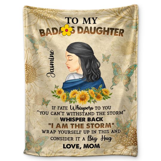 Discover To My Badass Daughter Custom Gift For Women Personalized Fleece Blanket