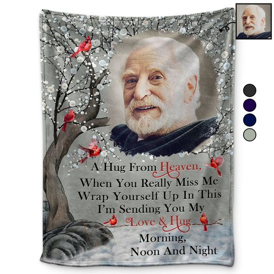 Discover Custom Photo A Hug From Heaven Memorial Gift For Family Friends Personalized Blanket