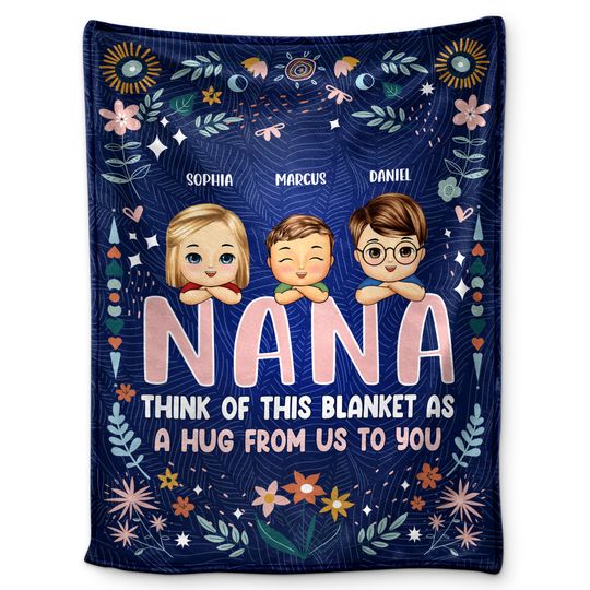 Discover A Hug From Grandkid To Nana Custom Gift For Grandma Mom Personalized Fleece Blanket