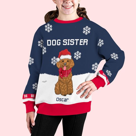 Discover Winter Dog Brother Sister - Personalized Custom Kids All-Over-Print Sweatshirt