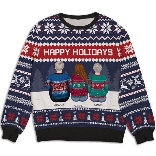 Discover Family Happy Holidays - Personalized Custom All-Over-Print Sweatshirt 