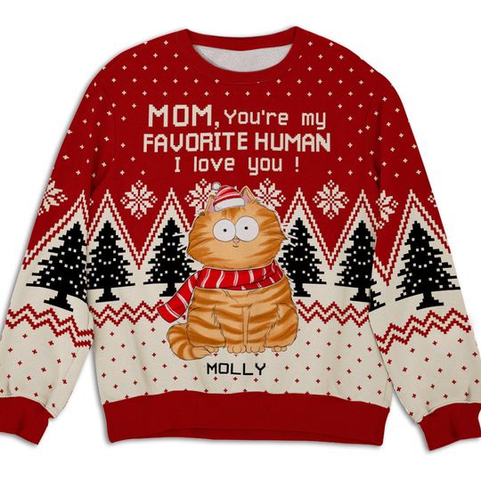 Discover Cat Favorite Human - Personalized Custom All-Over-Print Sweatshirt 