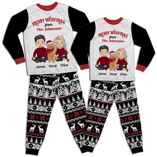 Discover Merry Woofmas - Personalized Custom Matching Pajama Set 