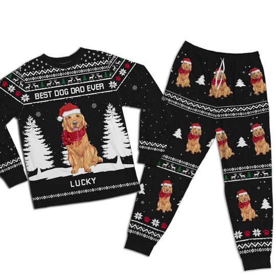 Discover Dog Mom Dad Christmas - Personalized Custom Matching Pajama Set 