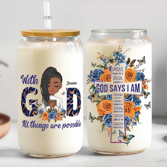 Discover With God All Things Are Possible - Personalized Glass Cup