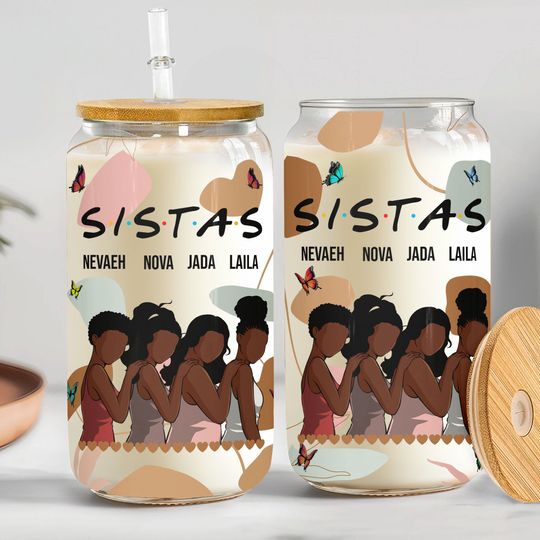 Discover Sistas Proud Sisters Friendship - Personalized Glass Cup