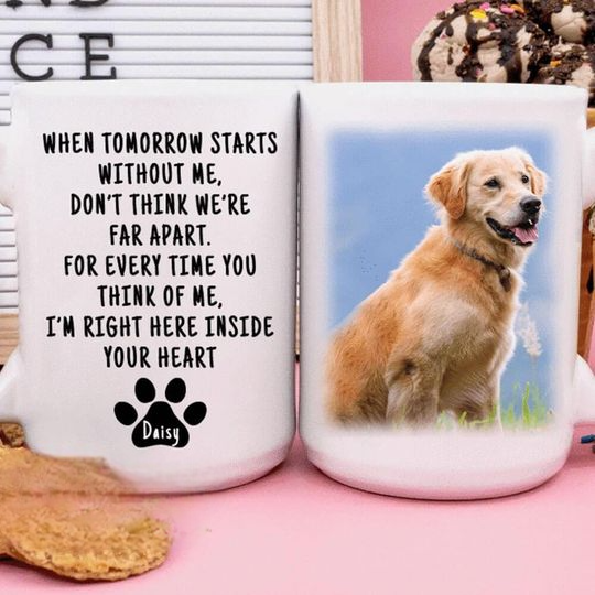Discover I'm Right Here Inside Your Heart Custom Upload Photo Dog Coffee Mug
