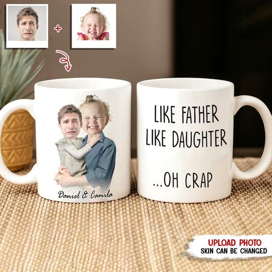 Discover Custom Upload Photo Like Father Like Child Family Personalized Mug