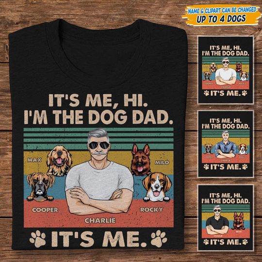 Discover Hi I'm The Dog Dad It's Me Father Custom Unisex T-Shirt