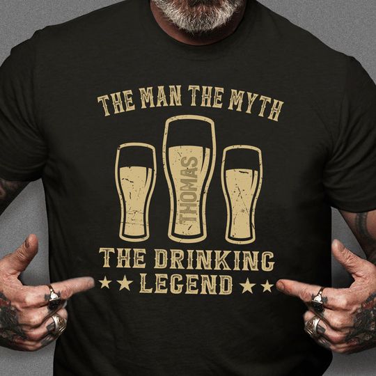 Discover The Drinking Legend Personalized Custom Father's Day Birthday Unisex T-Shirt
