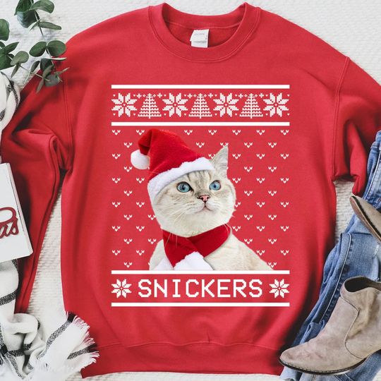 Discover Personalized Custom Photo Cat Dog Sweatshirt, Cat Lover Sweater Christmas