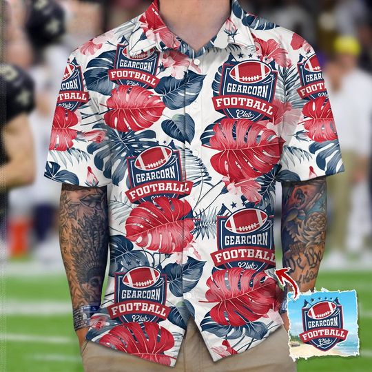 Discover Custom Upload Favorite Team Logo Photo Football Hawaiian Shirt