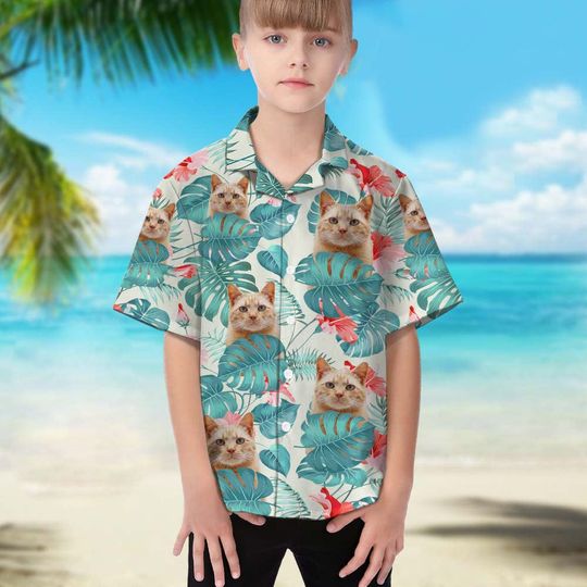 Discover Personlized Upload Cat Photo Girl's Hawaiian Shirt