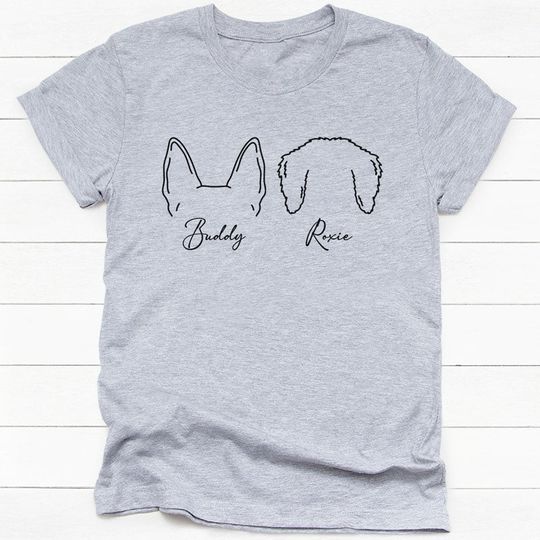 Discover Dog Ears Outline Shirt, Custom Gift For Dog Lovers Personalized T-Shirt