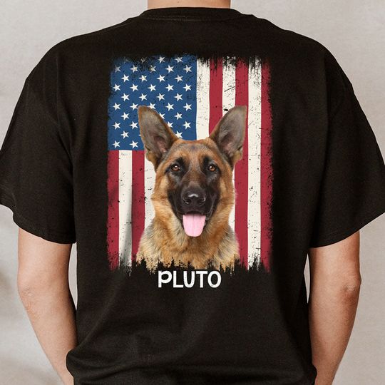 Discover Custom Photo US Flag, Gifts For Dad Personalized Back Print Unisex T-Shirt