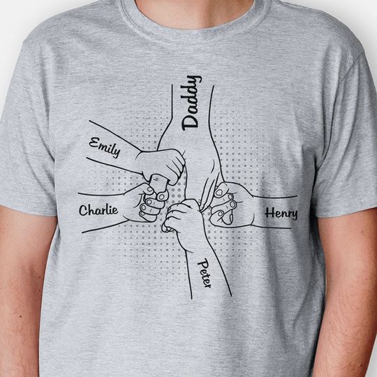 Discover Hand In Hand Custom Name, Custom Father's Day Gifts Personalized T-Shirt