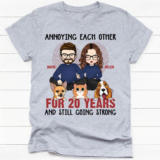 Discover Annoying Each Other Cat Dog Anniversary Gift For Couple Pet Lover Personalized T-Shirt