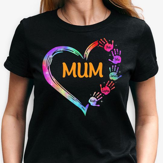 Discover Mum Love Hand, Custom Mother's Day Gifts Personalized T-Shirt