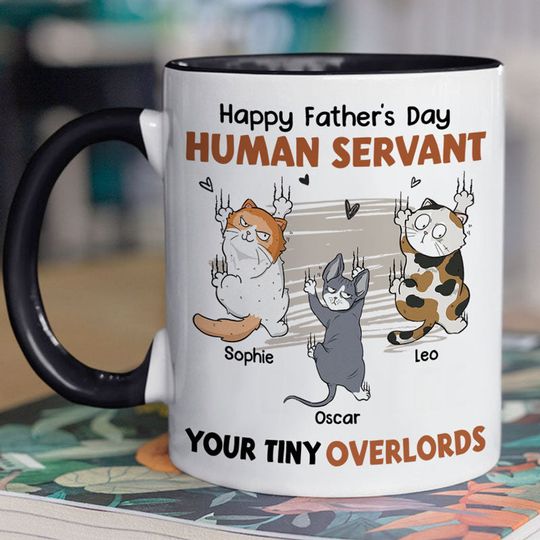 Discover Human Servant Your Tiny Overlord, Gift For Cat Lovers, Personalized Accent Mug