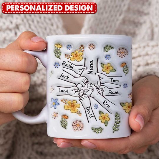 Discover Family Hold My Hand, Hold My Heart Personalized Custom 3D Inflated Effect Printed Mug