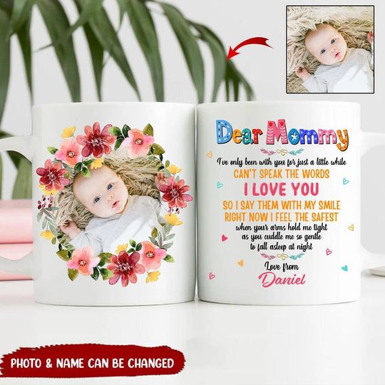 Discover Upload Baby Photo Dear Mommy I Love You Mothers Day Best Gift Mom Infant Customized Mug