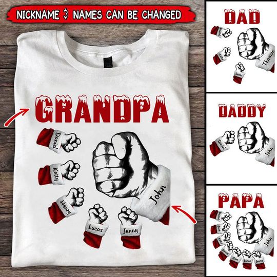 Discover Personalized Grandpa with Grandkids Hand to Hands T-Shirt