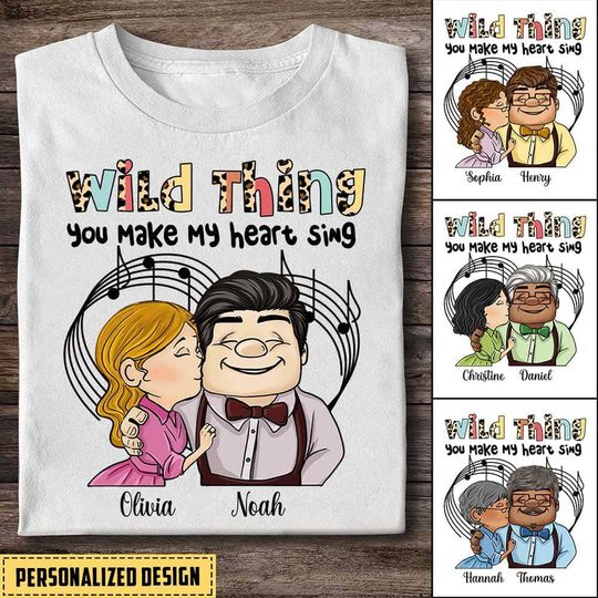 Discover Wild Thing You Make My Heart Sing Music Heart Colorful Leopard Pattern Custom T-Shirt