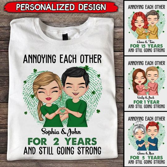 Discover Custom Couple Making Heart, Annoying Each Other For Many Years Still Going Strong T-Shirt