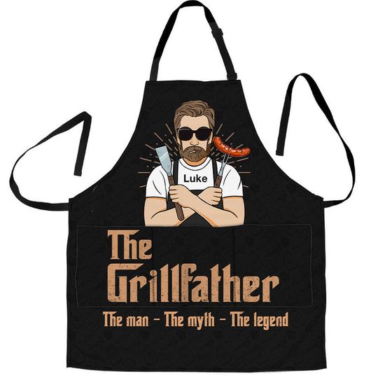 Discover The Grillfather - Personalized Apron With Pocket
